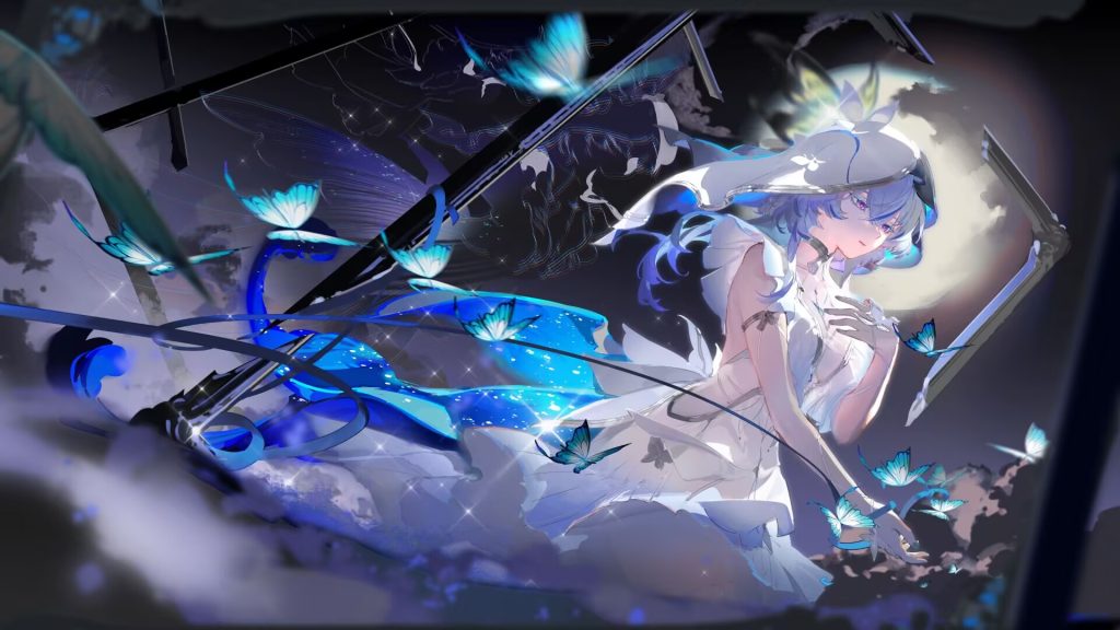 蓝蝶少女动漫6K壁纸 唯美梦幻二次元电脑桌面壁纸插图