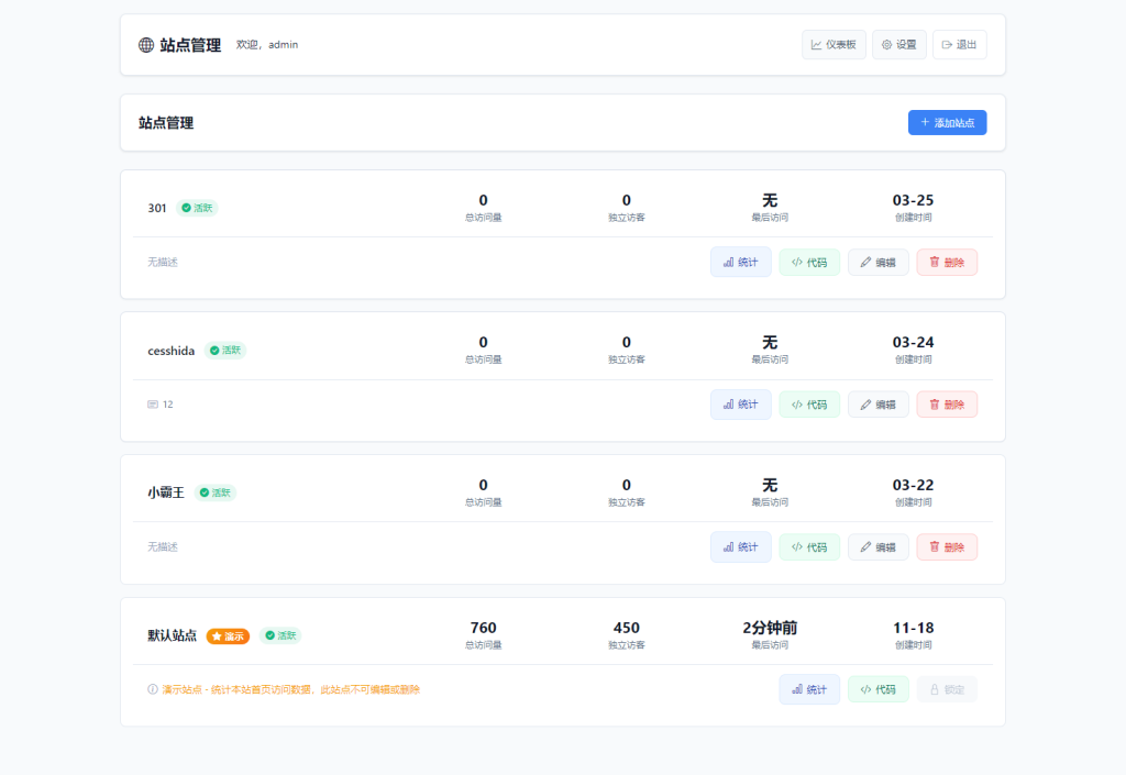 PHP网站统计系统源码 极简统计 支持本地部署插图1